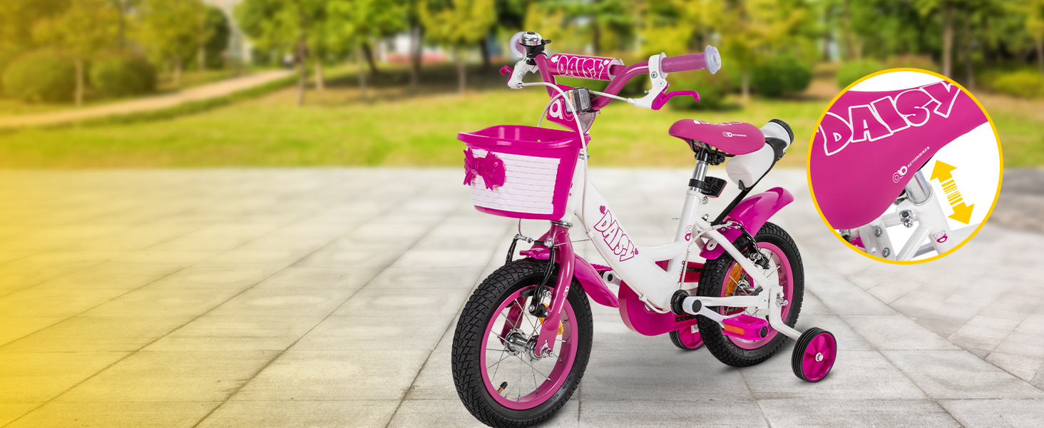 Детский велосипед Actionbikes Daisy 12/16 дюймов - V-Brake тормоза, защита от брызг, для детей 2-9 лет