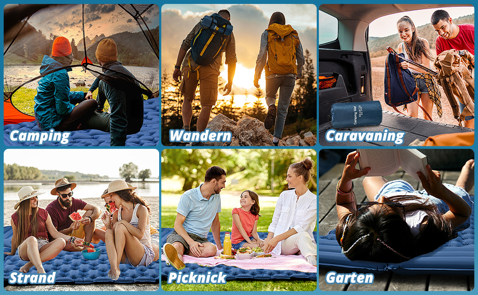 Килимок для кемпінгу Cieex Isomatte двомісний, самонадувний, легкий, водонепроникний з насосом та подушками