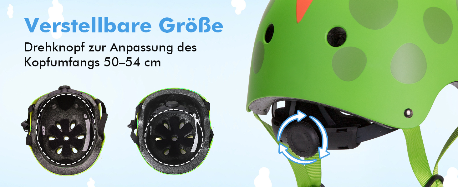 Дитячий шолом Kinderhelm для велосипеда, скейтборда, самоката, 50-54 см, регульований, CE-сертифікація (зелений)