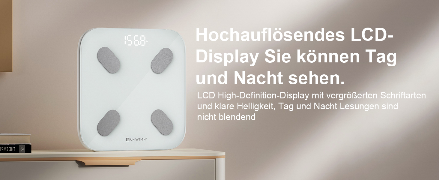 UNIWEIGH Розумна вага для вимірювання ваги тіла, Bluetooth вага для аналізу складу тіла, BMI, жир, м'язи, білок, максимальне навантаження 180 кг