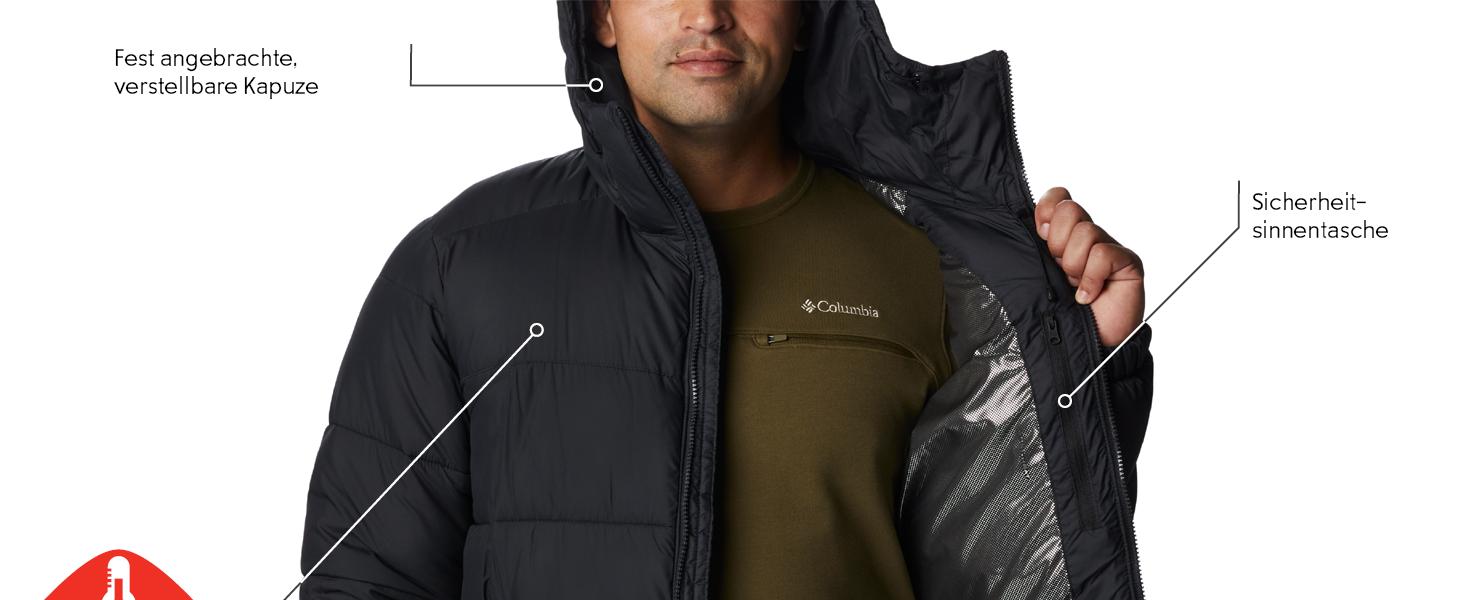 Куртка Columbia Pike Lake Hooded чоловіча, оливково-чорна, XL - тепла степлена куртка з капюшоном