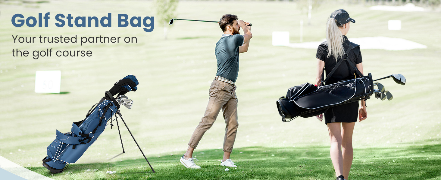 LIFEZEAL Гольф-сумка: портативна сумка для ключок з 4 перегородками, сумка-станд для гольфу з регульованим плечовим ременем, легка чорна сумка для чоловіків та жінок