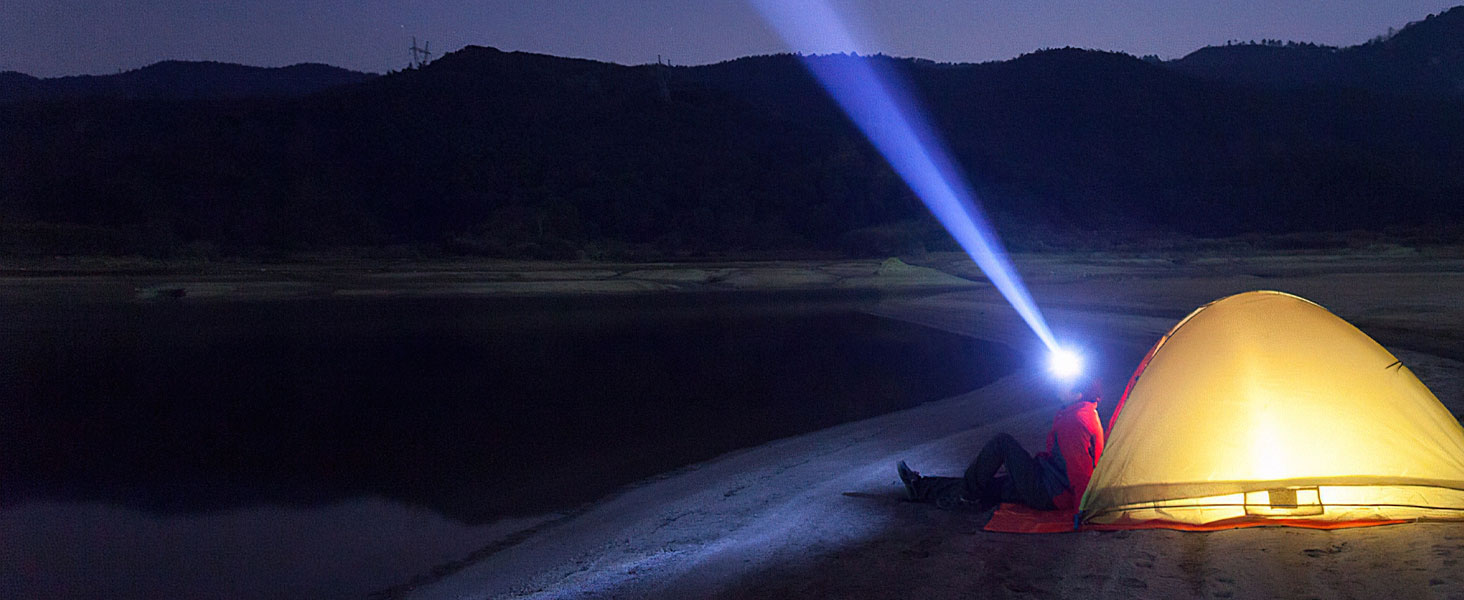 Ліхтарик на голову MoKo LED 100000 люмен, акумулятор 10200 mAh, 8 режимів, водонепроникний IP68, регульований, для кемпінгу, риболовлі, туризму, чорний