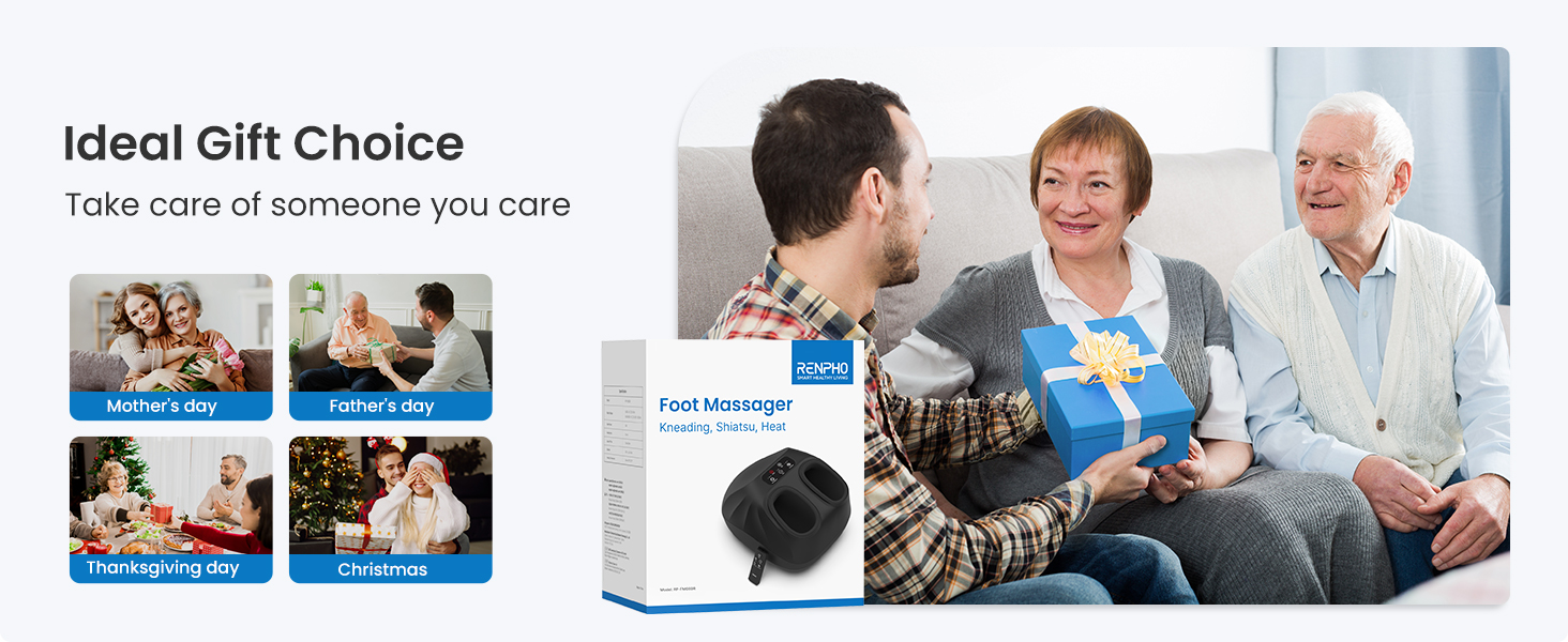 Масажер для ніг RENPHO з підсвічуванням, Shiatsu, нагрів, пульт, для чоловічих ніг до 48 розміру ЄС, чорний 069R