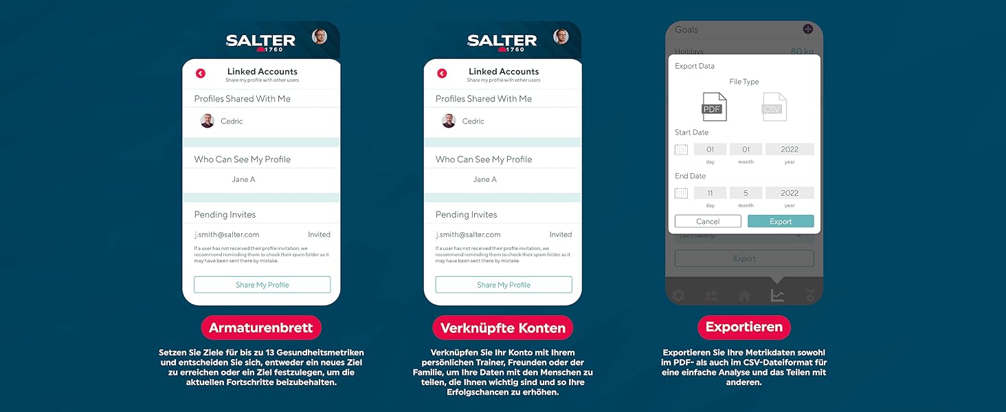 Ваги Salter Smart 180 кг, 17 показників, додаток, 8 користувачів