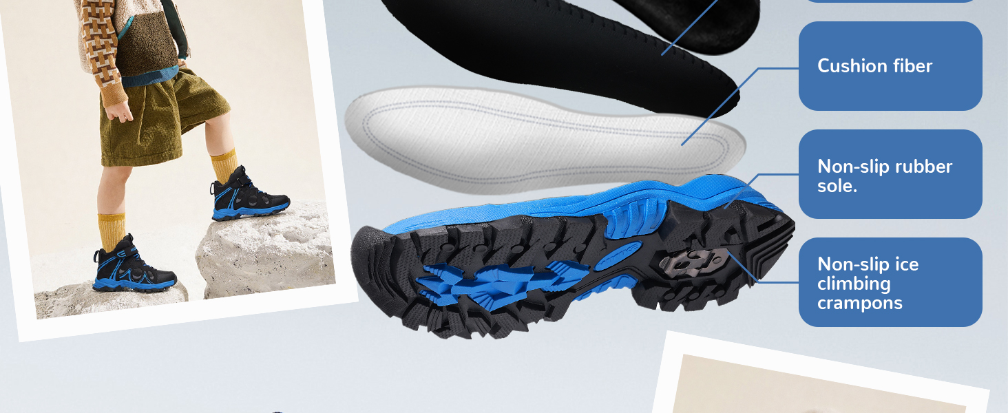 Дитячі зимові черевики ASHION для хлопчиків та дівчаток, утеплені, трекінгові, чорно-сині (37 EU)