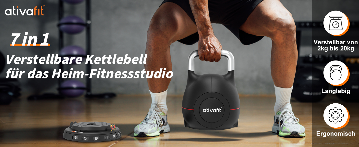 Гантелі ATIVAFIT 20 кг, 7-в-1, регульовані, з алюмінієвим грифом, швидка зміна ваги, фітнес для дому, тренування вдома