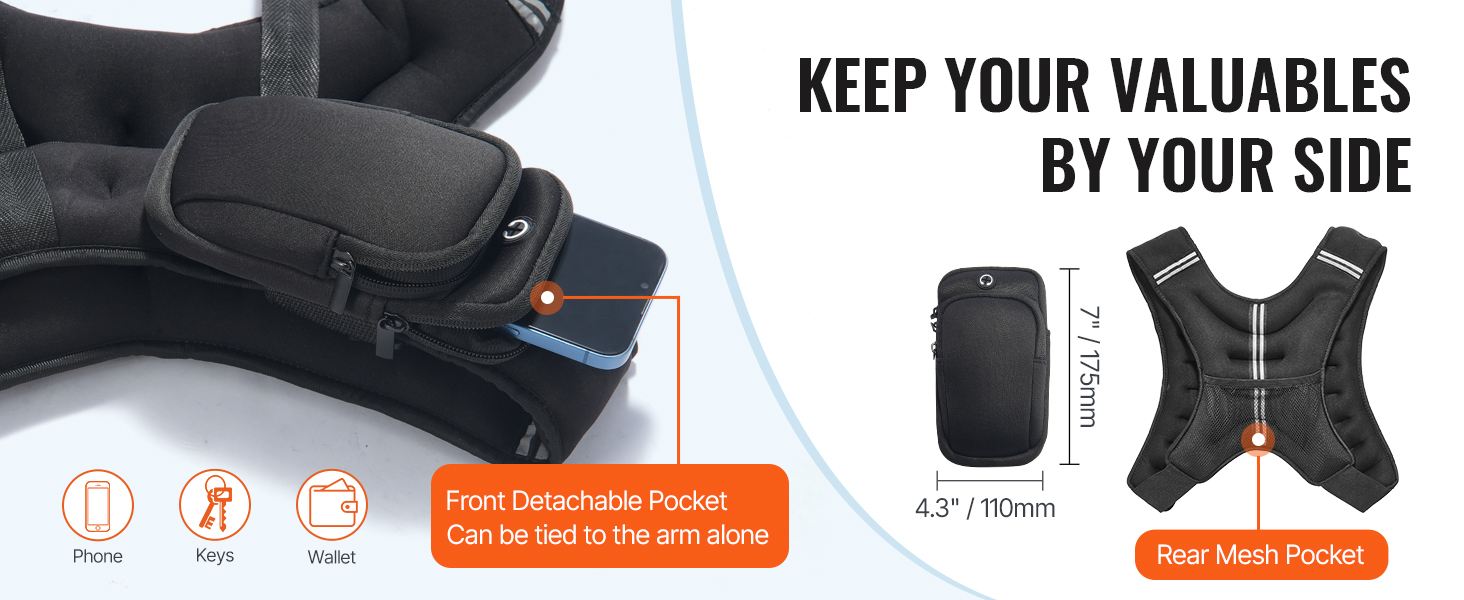 Вага для тренувань VEVOR 9.22 кг з світловідбиваючими смугами, регульованою пряжкою, для чоловіків та жінок, силові тренування, біг, джогінг, фітнес, схуднення