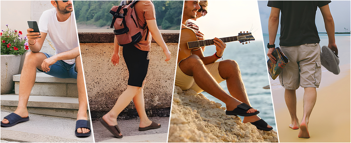 Чоловічі сандалі ONCAI з регульованими ремінцями, відкритим носком, спортивні слайди, пляжні сандалі з м'якою устілкою та підтримкою склепіння стопи, розмір 43.5 EU, хакі