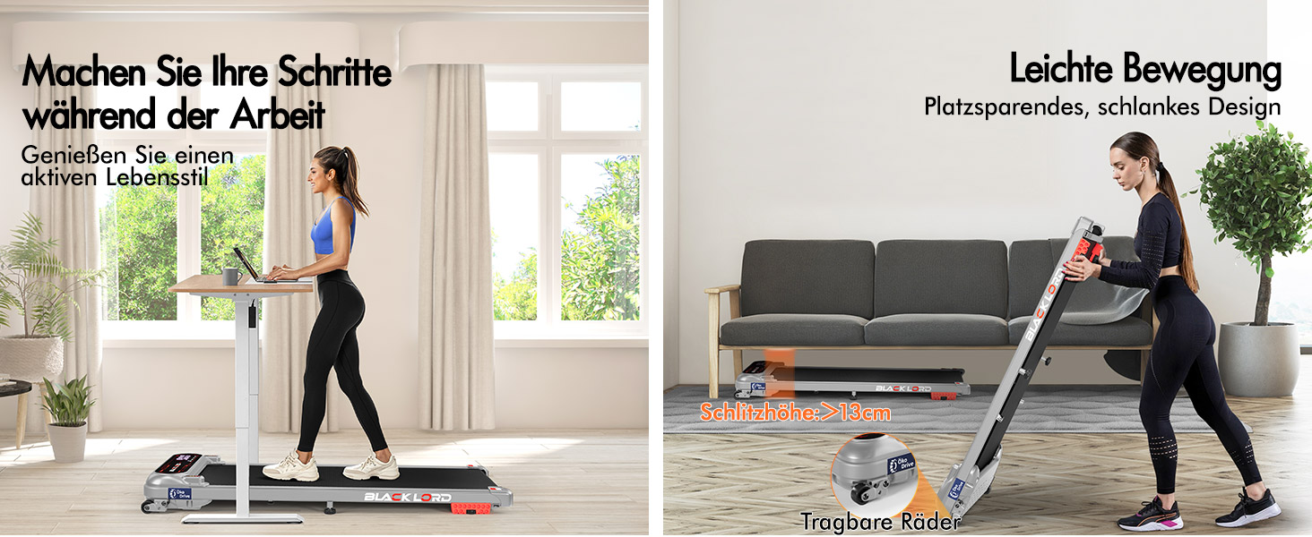 Біговий тренажер BLACK LORD X7 - Walking Pad з тихим мотором 3.0PS, до 130кг, Bluetooth, 3 рівня нахилу, антиковзаюча поверхня (Срібний)