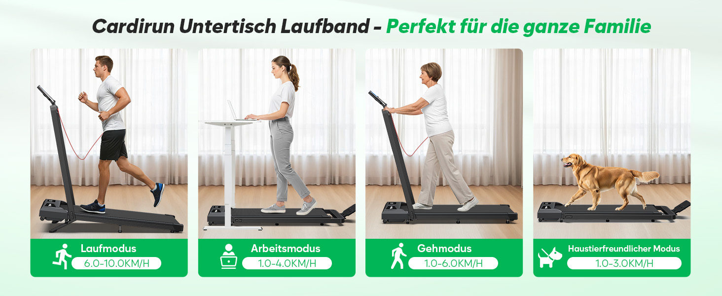 Тренажер для дому 2-в-1 Laufband Klappbar: складаний біговий килимок з нахилом 10%, потужність 3.0PS, LED-дисплей, для дому та офісу, до 145 кг, чорний з ручками