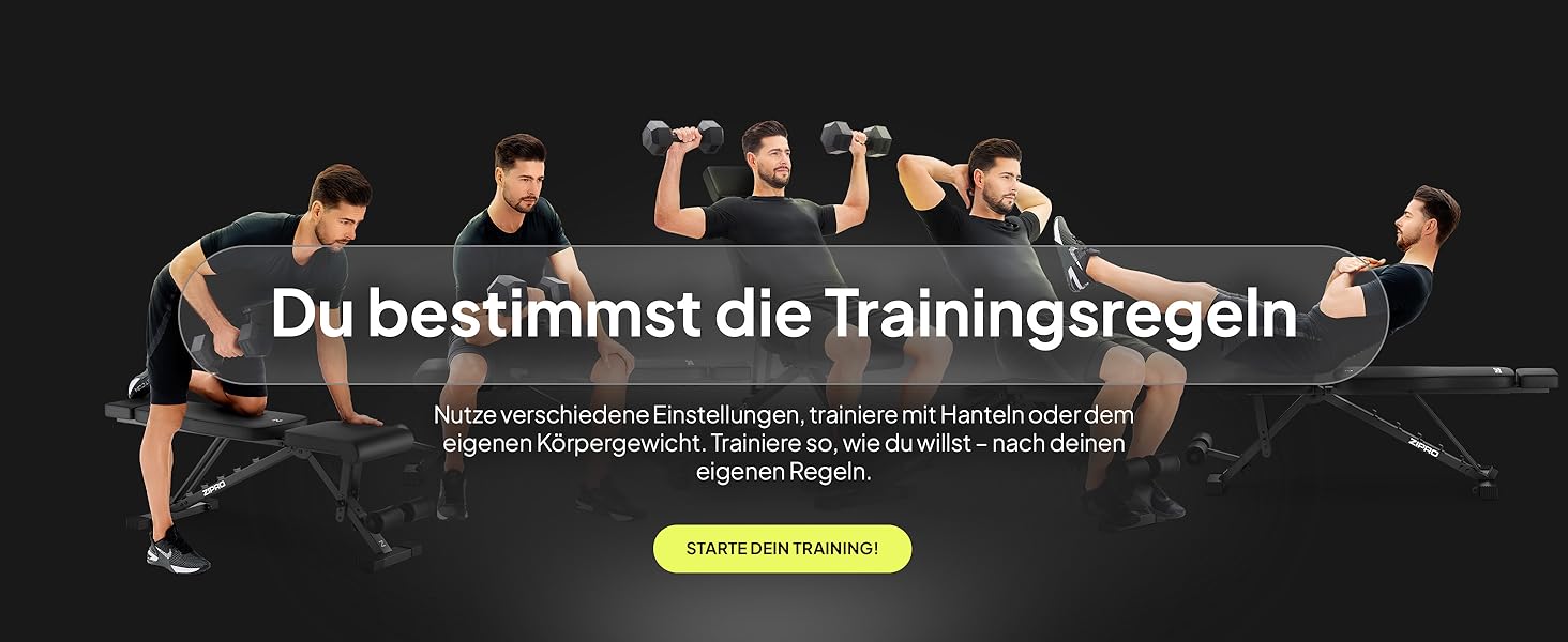 Спортивна лава ZIPRO для дому: 7 положень, навантаження до 300 кг, тренажер для пресу та спини, чорний колір