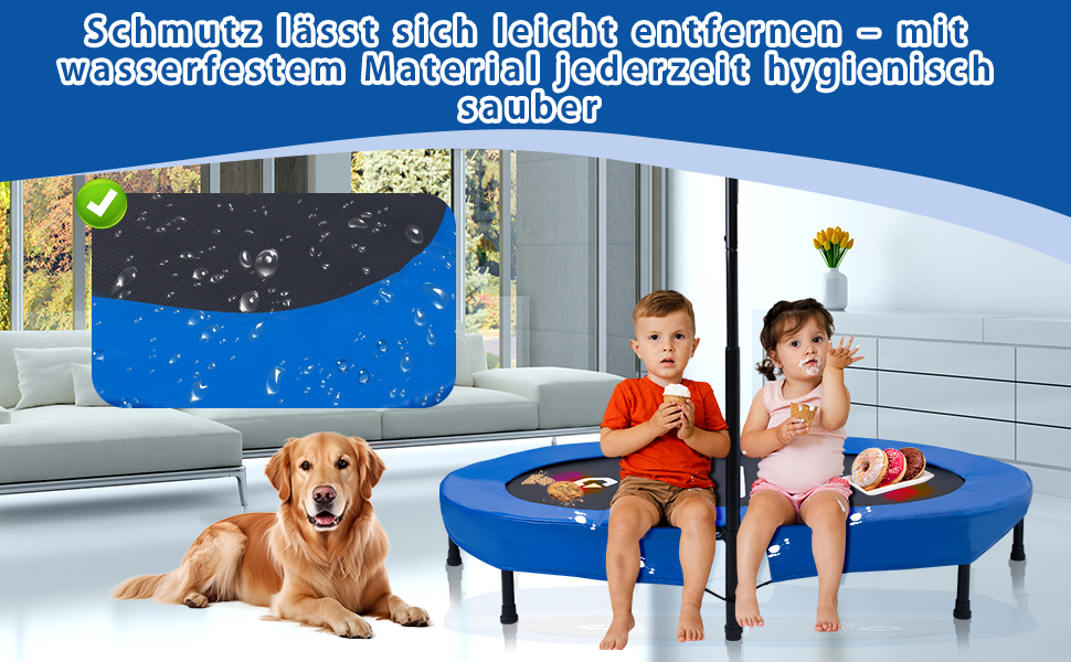 Батут овальний для дому 2 осіб до 150 кг синій з ручкою - фітнес, для дітей та дорослих