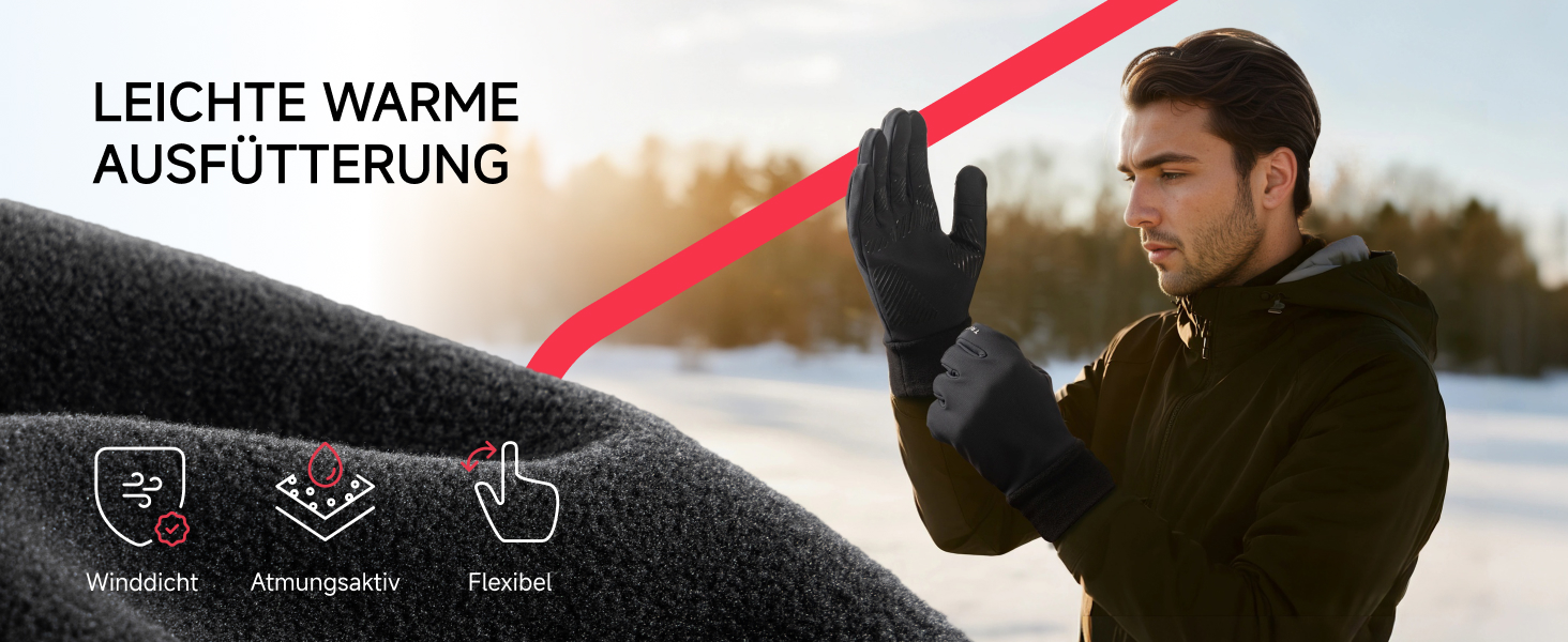 Терморукавички Trendoux для чоловіків та жінок, теплі велорукавички з флісовою підкладкою, сенсорні, водонепроникні, вітрозахисні, з антиковзанням, для бігу, їзди на велосипеді, водіння, чорні, XL