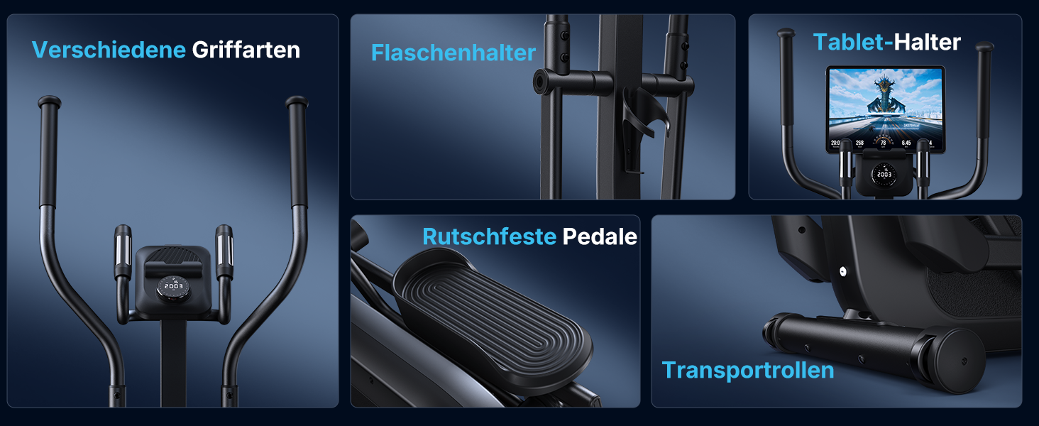 Еліптичний тренажер MERACH E33 для дому: 16 рівнів опору, самостійне живлення, до 150 кг, ультратихий, з додатком