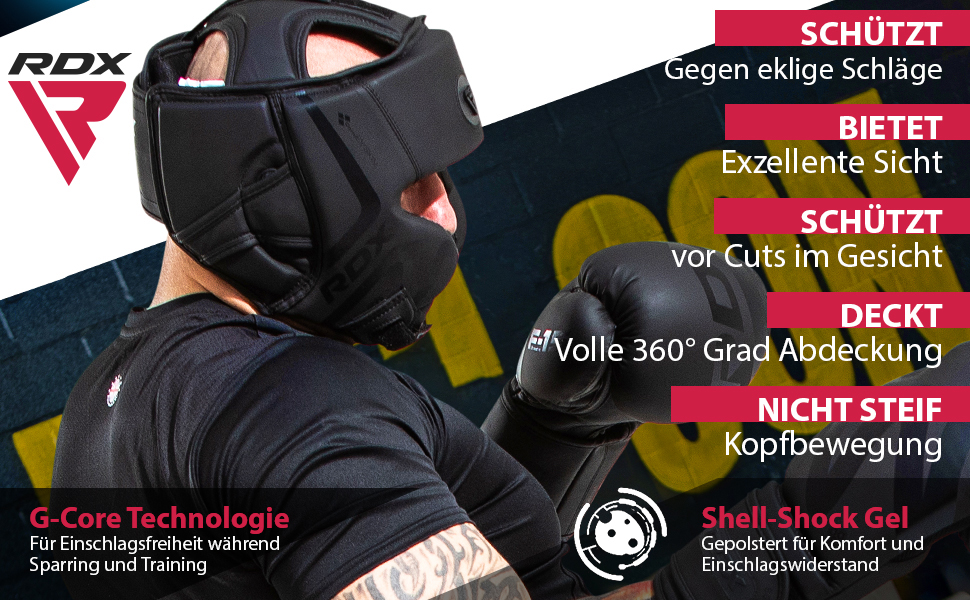 Захисний шолом для боксу RDX Boxing Headgear T15MB, матовий чорний, розмір L