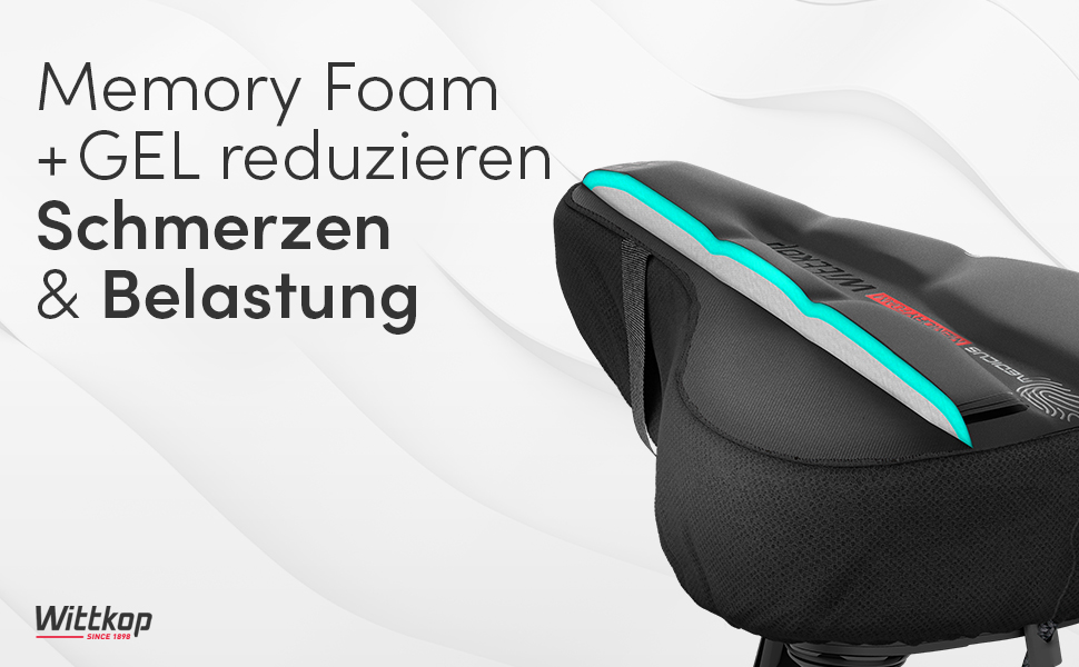 Фahrradsitzkissen від WITTKOP: Гелевий та М'який Велосипедний Сидіння для Дам та Чоловіків. Ергономічний Покриття для Велосипедного Сидіння з 3-Зонною Конструкцією. Підходить для Peloton та TREKKING