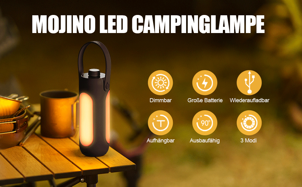 LED кемпінговий ліхтар на акумуляторі 10000 mAh, бездротовий, з 3 режимами освітлення, для наметів та відпочинку на природі, чорний