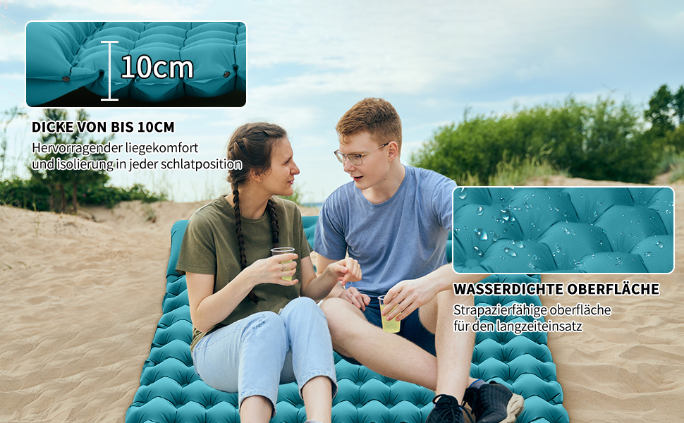 Каремат туристичний самонадувний ERWEY Isomatte для 2 осіб, 200x135 см, ультралегкий, з помпою, з подушкою (Цянь, двомісний)