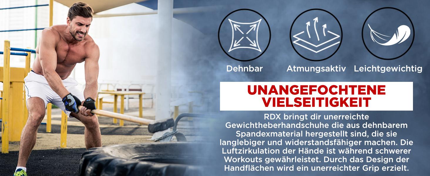 Фіннес-рукавички RDX для жінок та чоловіків: вага підйому, тренування, фітнес, бодібілдинг, силові тренування, сірий колір, розмір L