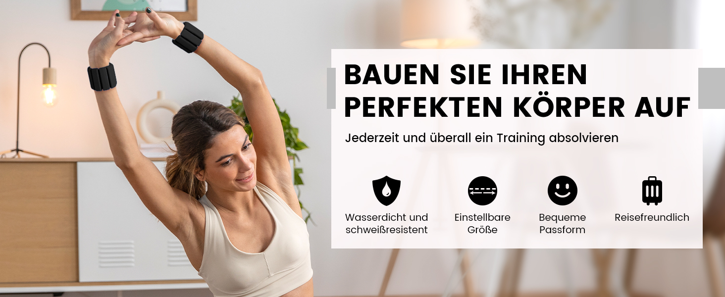 Ваги для ніг та рук, регульовані | Набір 2 шт (1 кг пара, 0,5 кг кожний) | Силіконові ваги на зап'ястя для жінок | Йога, Пілатес, танці, балет, біг, плавання, кардіо, чорний