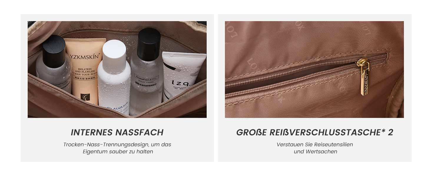 Спортивна сумка LOVEVOOK для жінок та чоловіків, велика сумка для залу, дорожня сумка з відділенням для взуття, водонепроникна сумка для тренувань, плавання, Travel Duffle Bag з рюкзаком, 45L (51*28*32 см), Бежевий