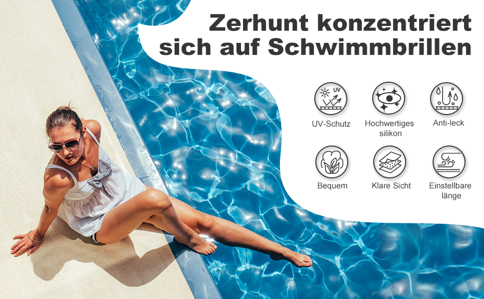 Окуляри для плавання Zerhunt для чоловіків, жінок, дітей. Антизапарні, з захистом від УФ. Окуляри для дайвінгу та водного спорту. Подарунок для чоловіків, жінок, дівчаток та хлопчиків 10+