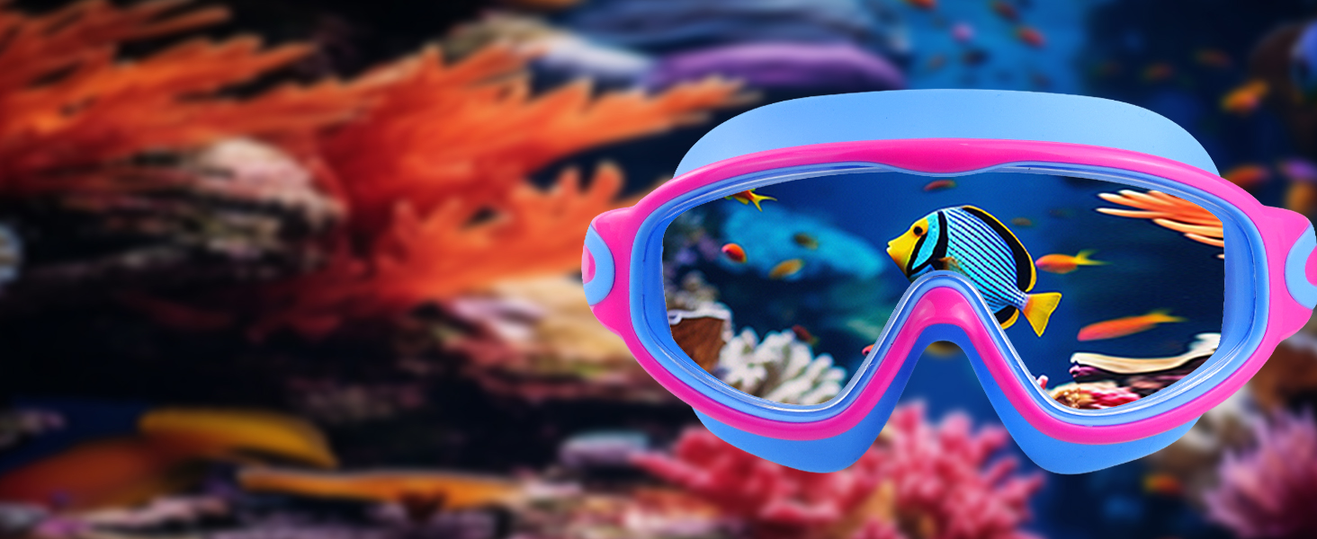 Дитячі окуляри для плавання Vvinca з носовими затискачами, широким кутом огляду, захистом від запотівання та UV-фільтром, водонепроникні, для дітей 3-14 років, рожеві та блакитні