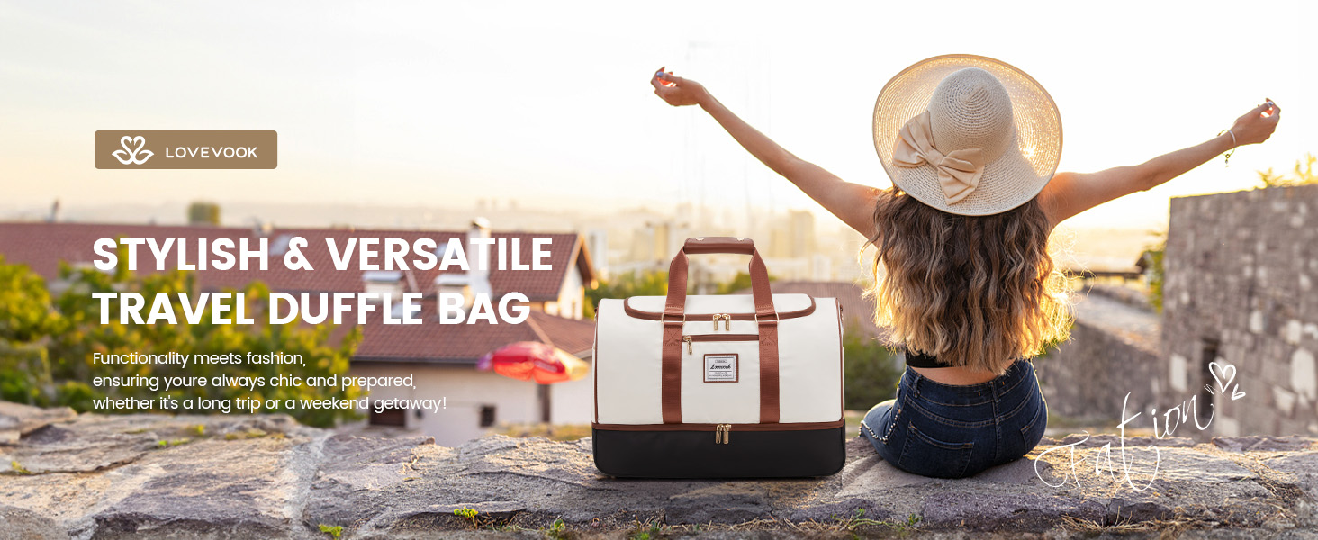 Спортивна сумка LOVEVOOK для подорожей: 37L, з культ. сумкою, відділенням для взуття та мокрих речей. Ідеальна для спортзалу, йоги, подорожей та авіаперельотів. Чорно-фіолетовий колір.