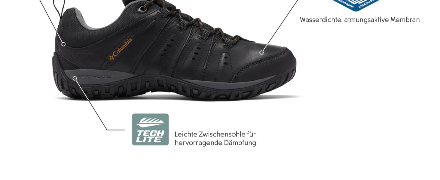 Чоловічі водонепроникні трекінгові черевики Columbia Woodburn II WP, чорний/карамель, 44 EU