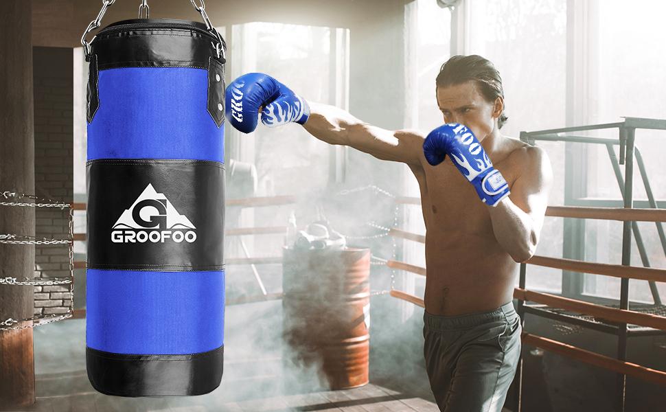 Boxsack GROOFOO для дітей та дорослих, 100x33 см, матеріал Oxford, для боксу, MMA, Муай Тай, без наповнювача