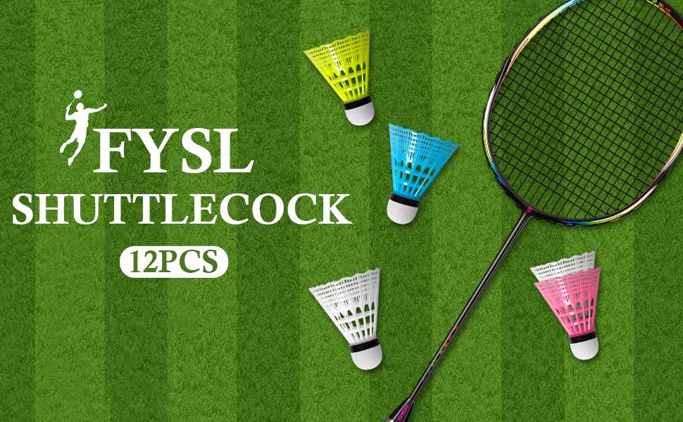 Набір для бадмінтону FYSL 12 шт. Міцні нейлонові волани для гри на відкритому повітрі, тренувань, відпочинку, початківців. Білий+Жовтий+Рожевий