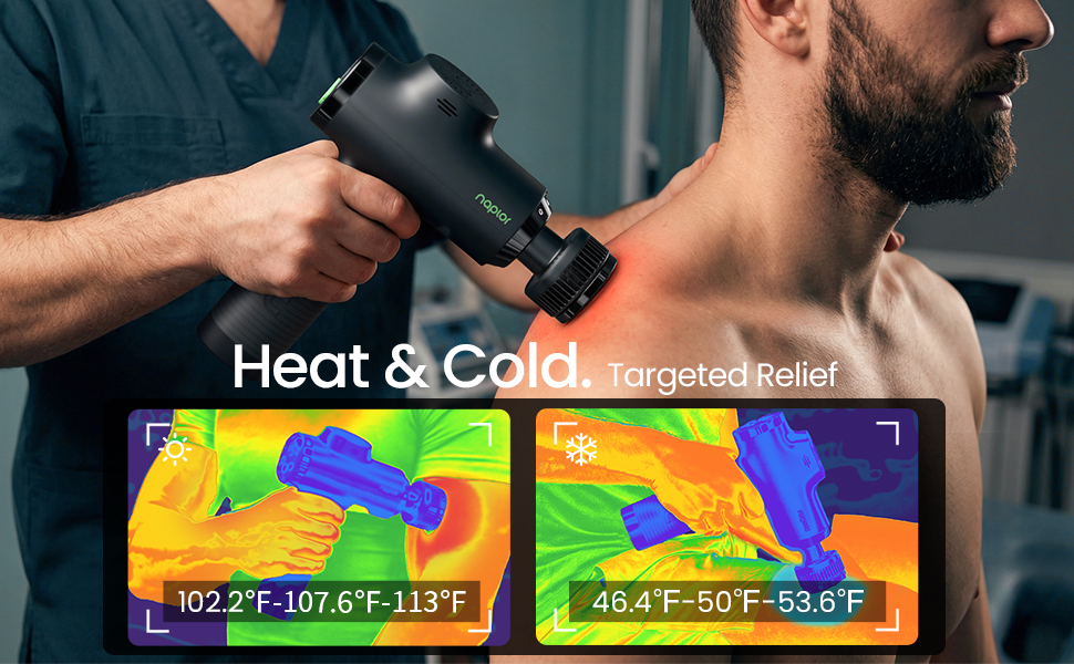 Масажер для тіла з охолодженням та підігрівом, тихий масаж глибоких м'язів проти болю в шиї та спині, LCD дисплей, ергономічний ручний масажер для дому та фітнесу, з сумкою