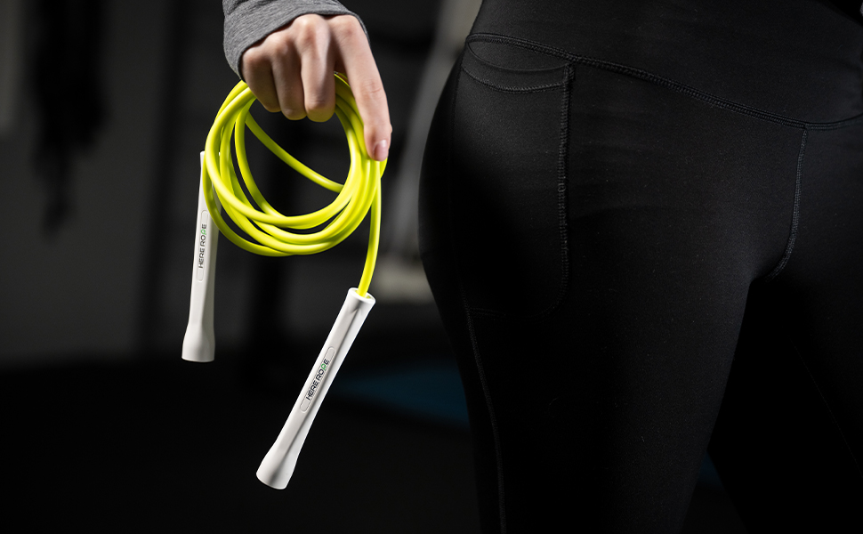 Спортивний скакалка Hererope PVC 6мм для фітнесу та боксу, швидкісна мотузка для кардіотренувань та трюків, 3.1 м, чорна