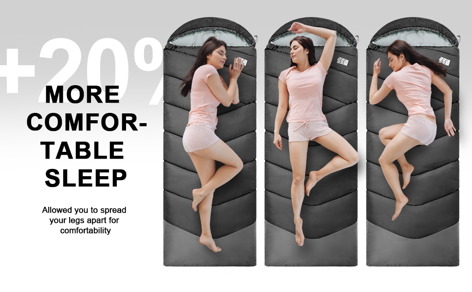 Спальний мішок для дорослих на холодно, водонепроникний, легкий, чорний (1,8 кг) - для кемпінгу, походів, відпочинку на природі та дому