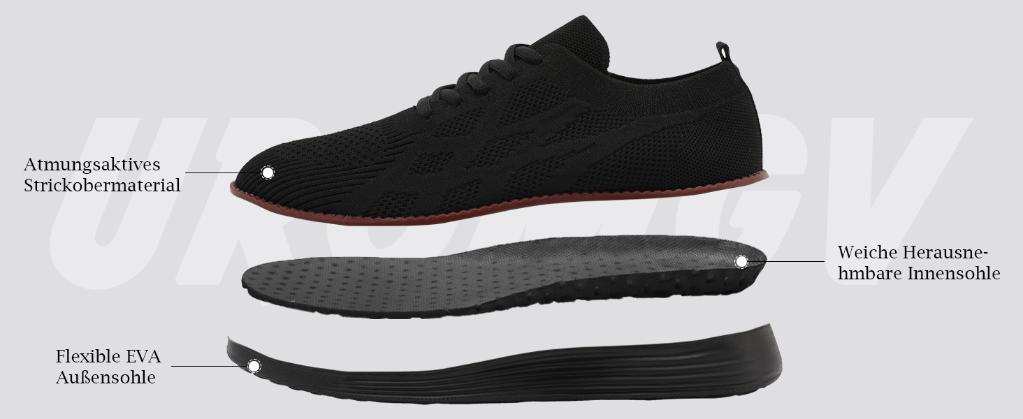 Чоловічі бігові кросівки: спортивне взуття, повсякденне взуття на плоскій підошві, чорного кольору, розмір 45 EU