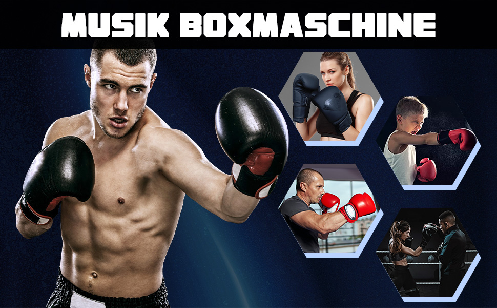 Музична боксерська машина Lvelfe з LED-підсвічуванням, Bluetooth, 9 режимів швидкості та лічильником, чорна