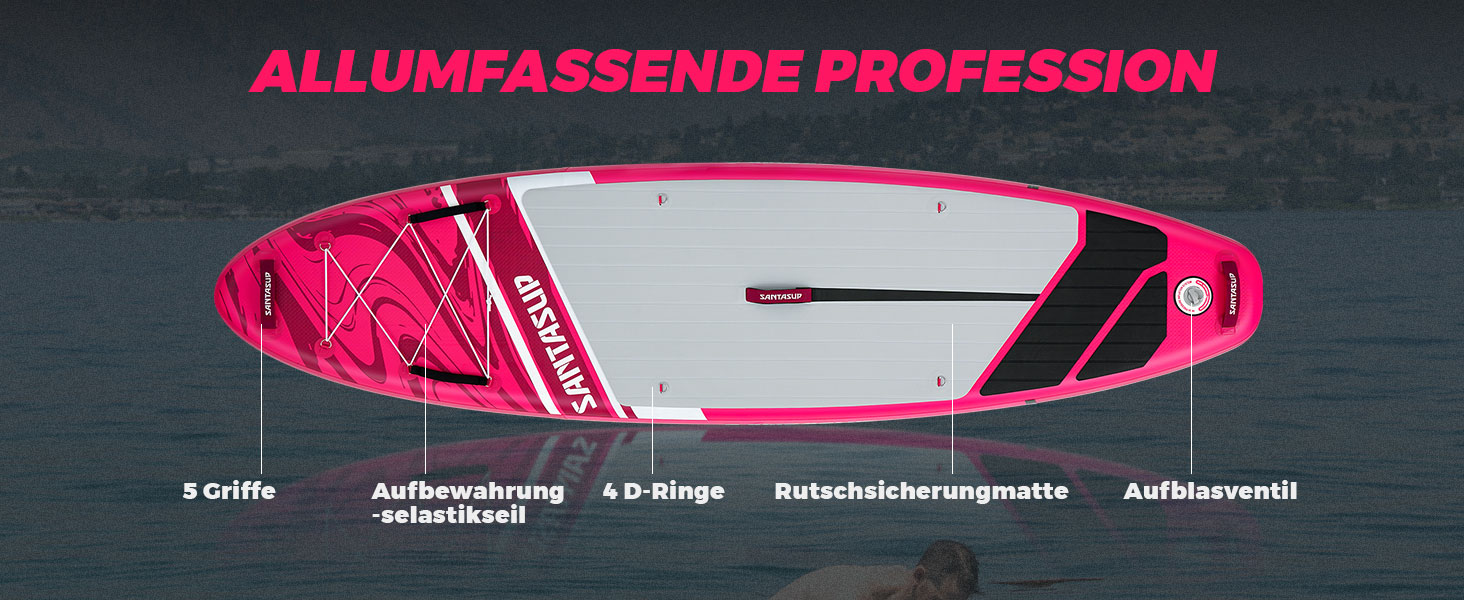 Надувне SUP-борд для дорослих 320/335см: комплект з аксесуарами (весло, насос, рюкзак, лінія, водонепроникний мішок) #SPORT-PINK