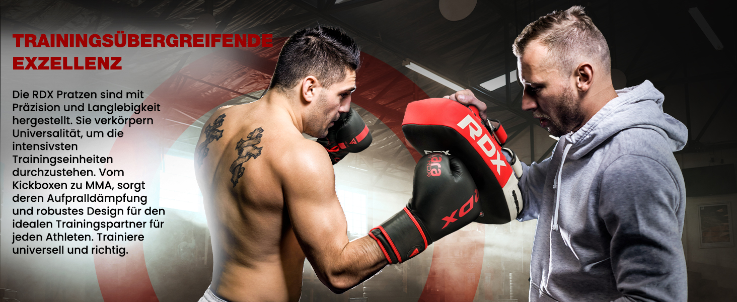 Шлагбафер RDX для бойових мистецтв, вигнутий захист для ударів ногами, кикбоксинг, муай-тай, шкіряне боксерське подушечка RDX, MMA, тайські подушечки, боксерські подушечки (1 шт.), універсальний розмір, червоний