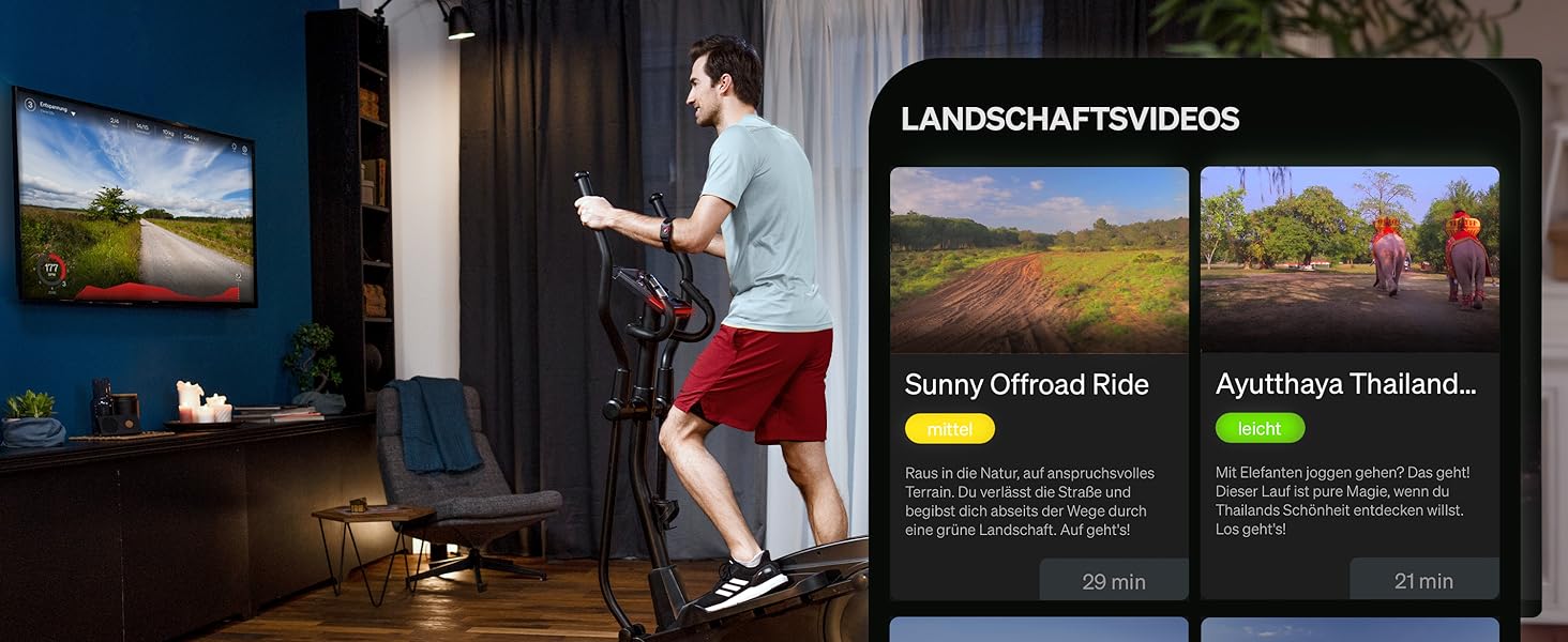 Еліптичний тренажер Sportstech CX700 для дому: 24 кг маховик, 24 рівні опору, LED дисплей, Bluetooth, пульсомір | Чорний