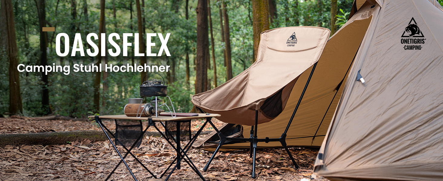Складний туристичний стілець OneTigris OASISFLEX: міцний, легкий, з кишенями для відпочинку на природі та риболовлі (Kojote Brown)