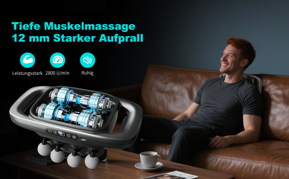 Масажний пістолет VTT з 16 насадками для глибокого масажу м'язів спини та плечей, 3 режими, 30 швидкостей, акумулятор 2600mAh