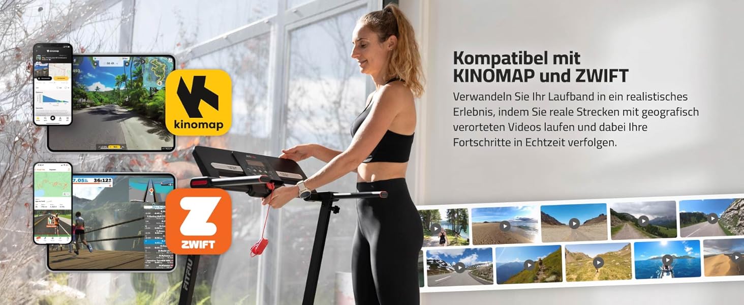 FITFIU MC-100 Складне бігове полотно: 2 нахили, Bluetooth, 12 програм, KINOMAP, до 120 кг, для дому/офісу