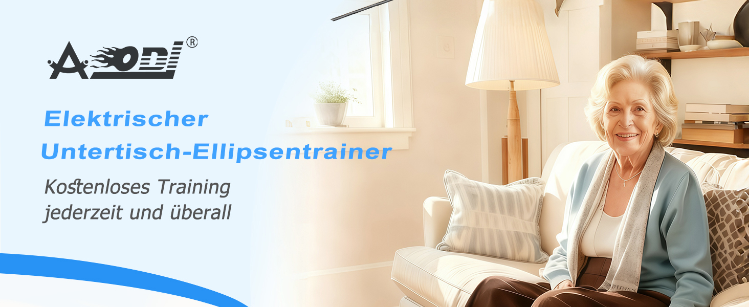 Еліптичний тренажер під стіл EM-03: електричний велотренажер для сидіння з пультом, міні-степер, регульована швидкість, для людей похилого віку та дорослих (блакитний)