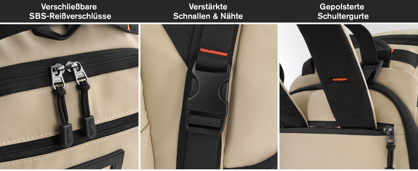 Спортивна сумка-рюкзак Tolaccea для чоловіків та жінок – велика дорожня сумка з відділенням для взуття, мокрою одежі та ноутбука (15,6'') – водонепроникна сумка-мішок для відпочинку, фітнесу, спорту та подорожей (Хакі, 40л)