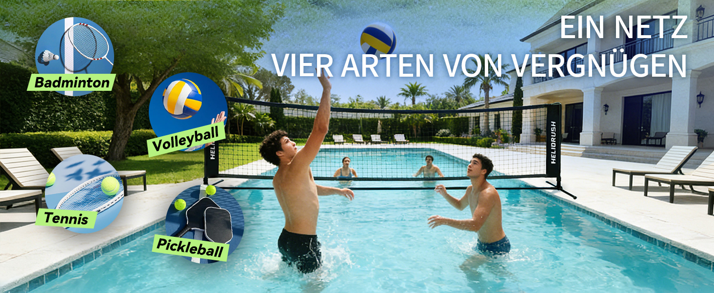 Мережа для бадмінтону та волейболу, регульована висота 3/4/5м, сталевий каркас, HDPE, для саду, пляжу, басейну, дітей та дорослих, 500 см, чорна