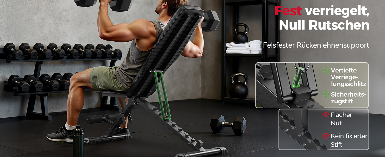 Регульована лавка для тренувань FLYBIRD з 8 положеннями спинки та 3 положеннями підніжки, вантажопідйомність до 318 кг, складана, чорно-червона