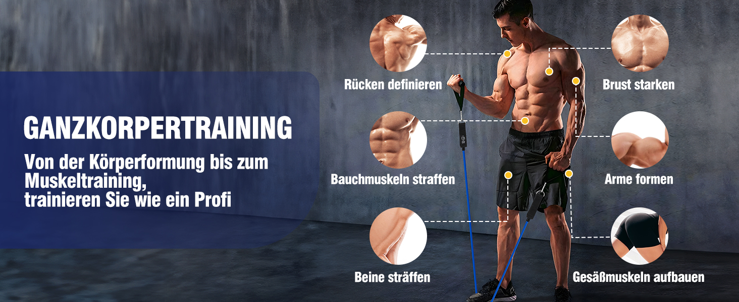 Фитнес-гумки Fokky, набір 5 шт. з різними рівнями опору, з аксесуарами для йоги, пілатесу, силових тренувань (для чоловіків та жінок)