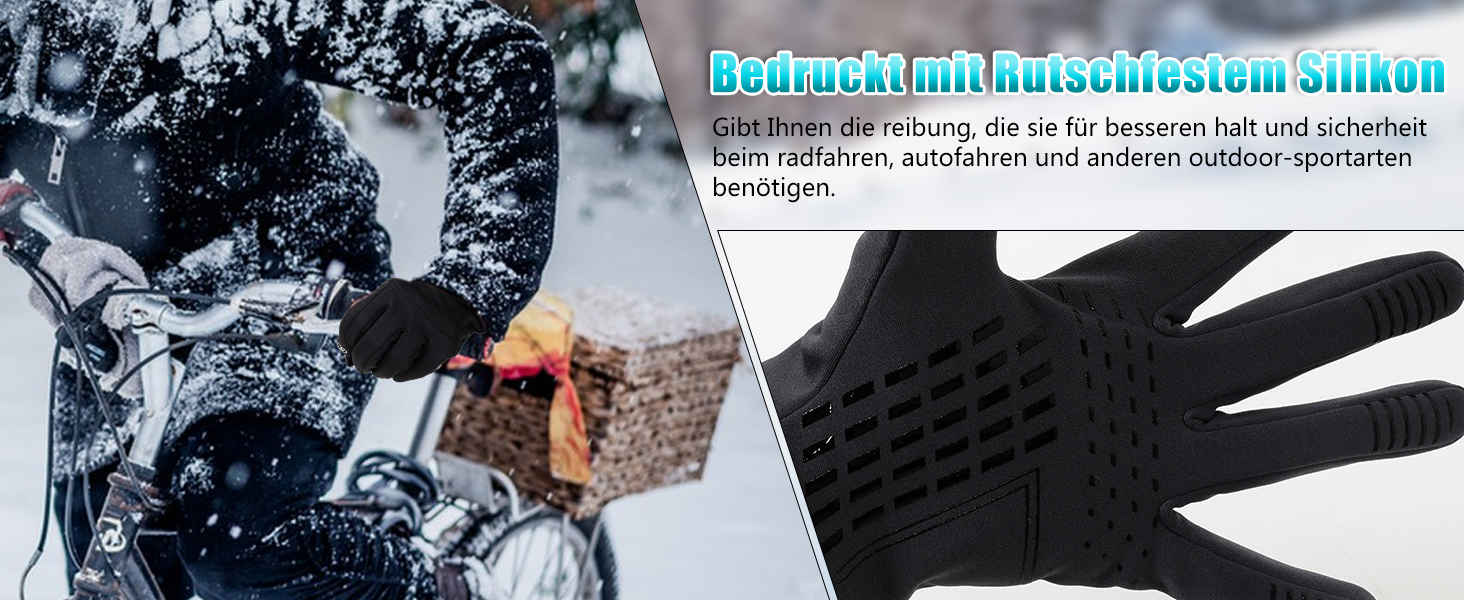 Теплі велосипедні рукавички для чоловіків та жінок - термо рукавички з сенсорним екраном, чорний, XL