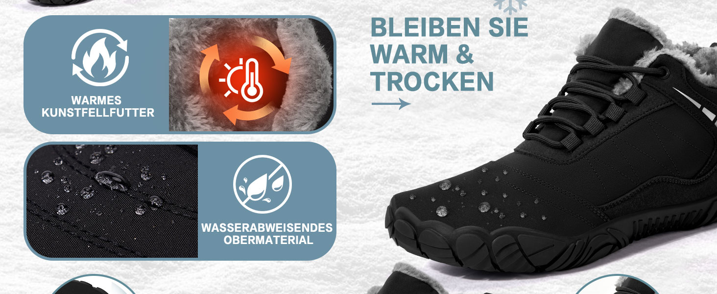 Чоботи для зими без шнурів Ruyi, чорні, 42 EU - чоловічі та жіночі, водонепроникні, для трейлу, широка носок